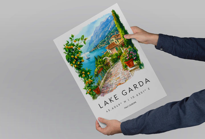 Lake Garda Watercolor Poster Lake Garda Travel Print Lake Garda Wall Art Lake Garda Landscape Painting Lake Garda Souvenir Italy Decor