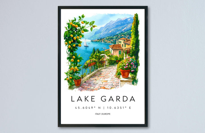 Lake Garda Watercolor Poster Lake Garda Travel Print Lake Garda Wall Art Lake Garda Landscape Painting Lake Garda Souvenir Italy Decor
