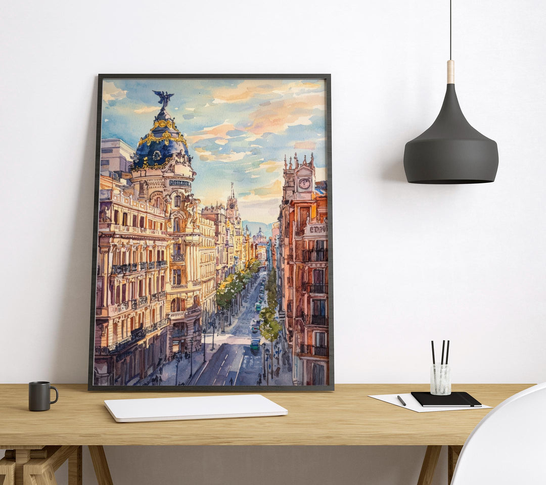 Madrid Watercolor Poster Madrid Travel Print Madrid Wall Art Madrid Cityscape Painting Madrid Souvenir Spain Decor