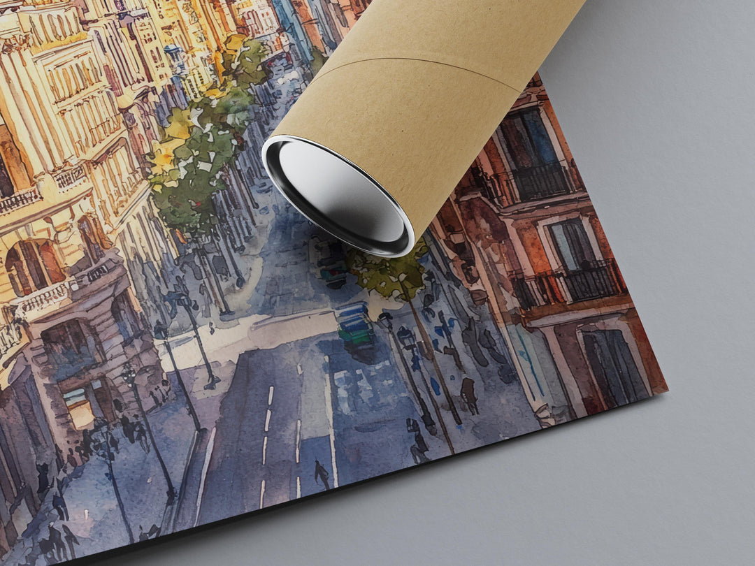 Madrid Watercolor Poster Madrid Travel Print Madrid Wall Art Madrid Cityscape Painting Madrid Souvenir Spain Decor