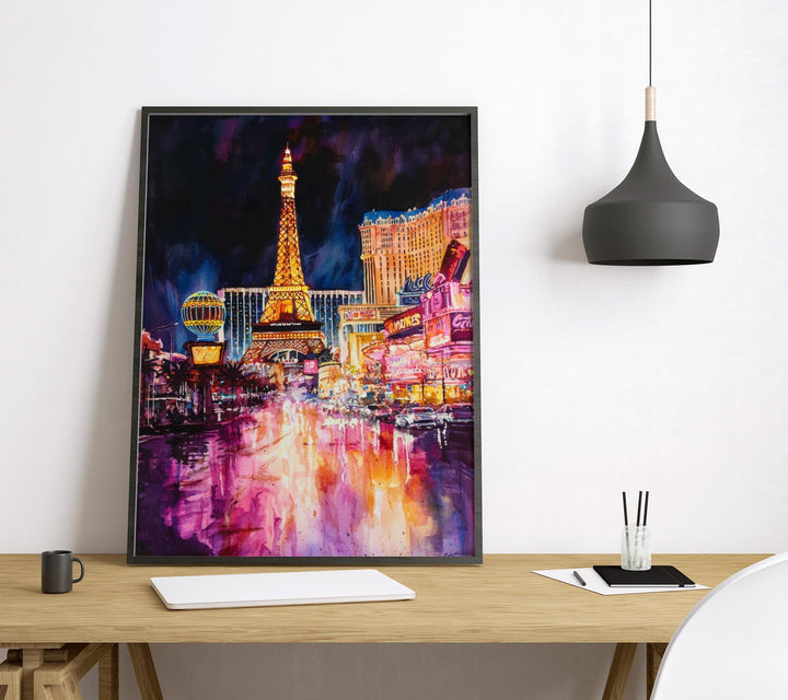 Las Vegas Watercolor Poster Las Vegas Travel Print Las Vegas Wall Art Las Vegas Cityscape Painting Las Vegas Souvenir USA Decor