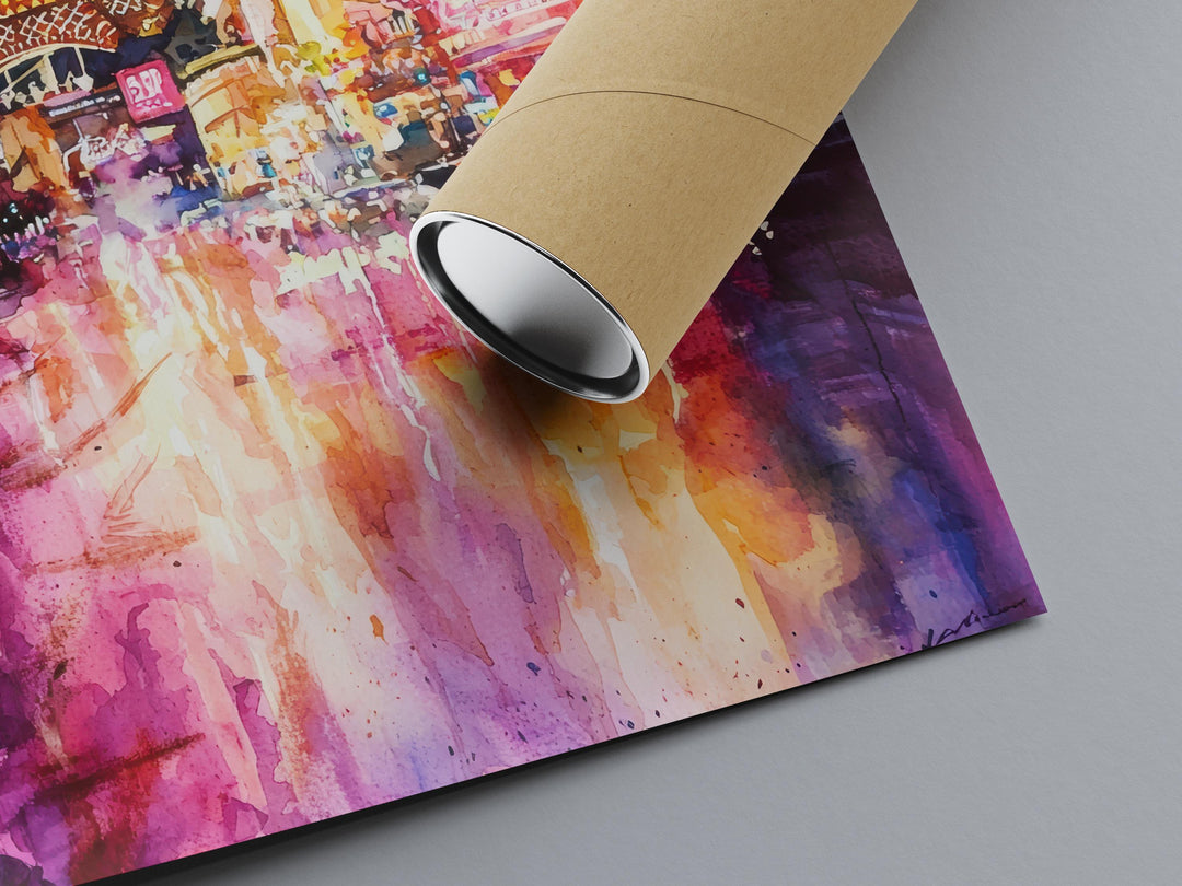 Las Vegas Watercolor Poster Las Vegas Travel Print Las Vegas Wall Art Las Vegas Cityscape Painting Las Vegas Souvenir USA Decor