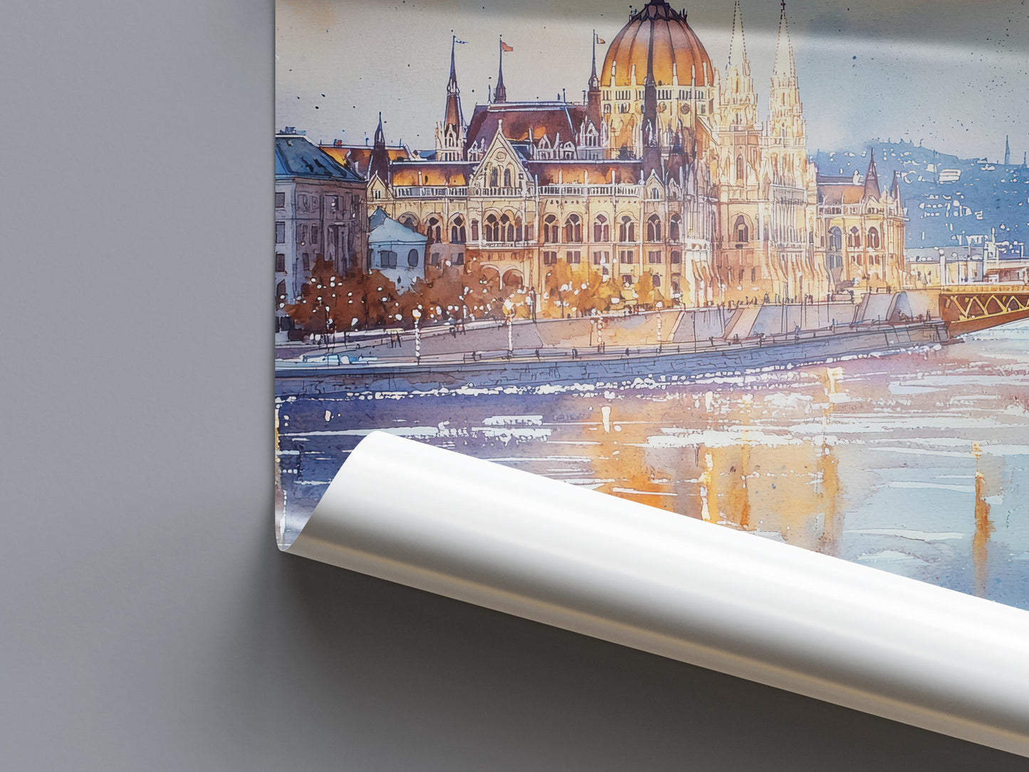 Budapest Watercolor Poster Budapest Travel Print Budapest Wall Art Budapest Cityscape Painting Budapest Souvenir Hungary Decor