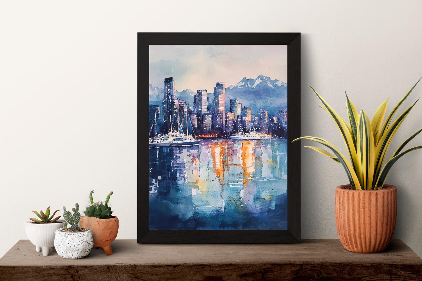 Vancouver Watercolor Poster Vancouver Travel Print Vancouver Wall Art Vancouver Cityscape Painting Vancouver Souvenir Canada Decor