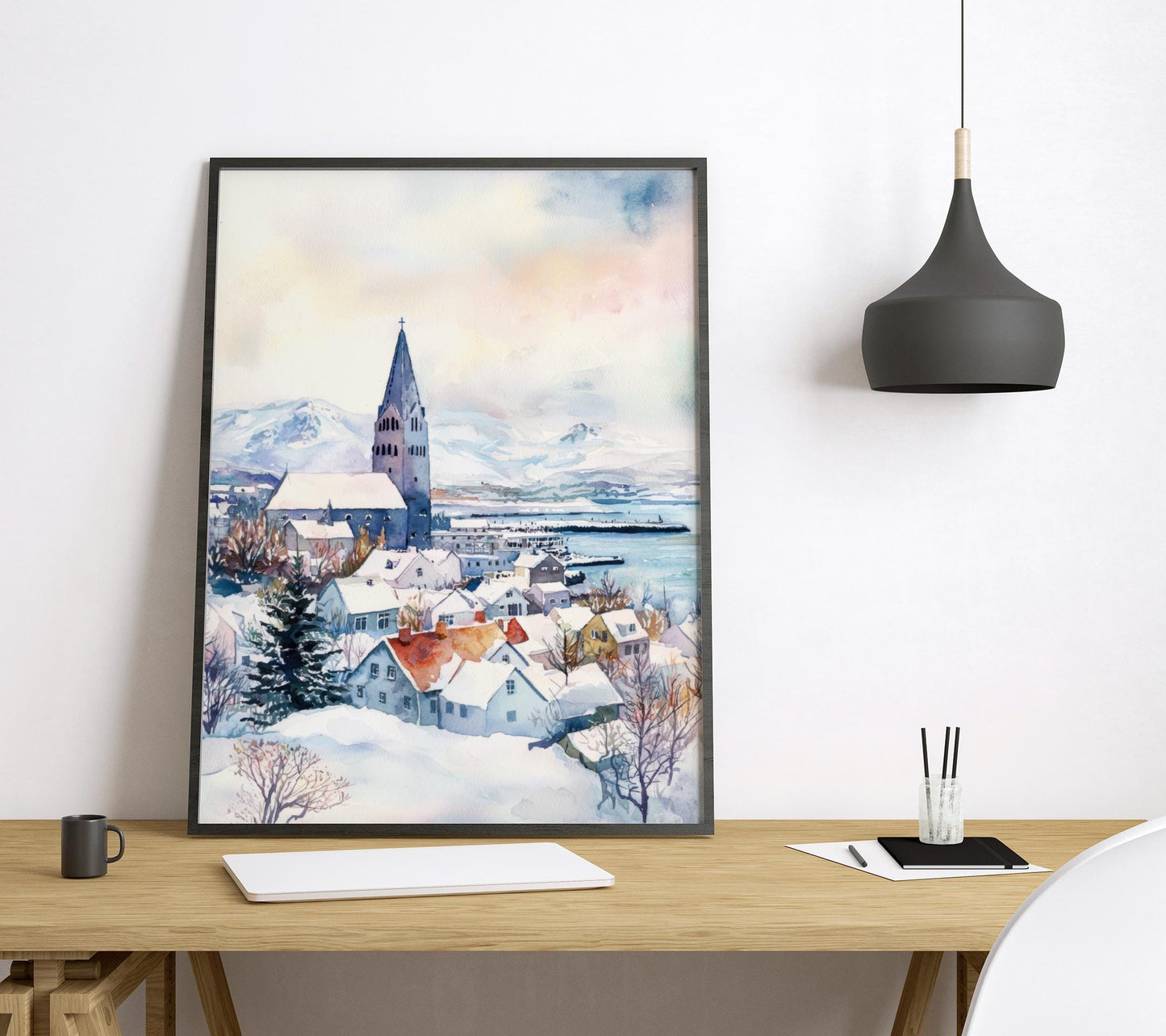 Reykjavik Watercolor Poster Reykjavik Travel Print Reykjavik Wall Art Reykjavik Cityscape Painting Iceland Souvenir Decor