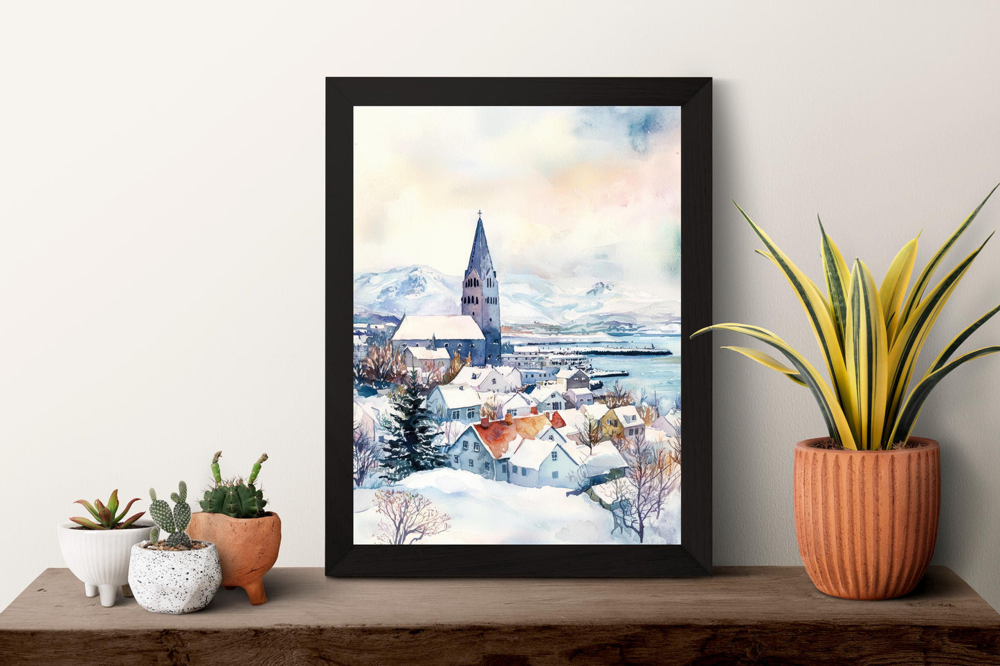Reykjavik Watercolor Poster Reykjavik Travel Print Reykjavik Wall Art Reykjavik Cityscape Painting Iceland Souvenir Decor