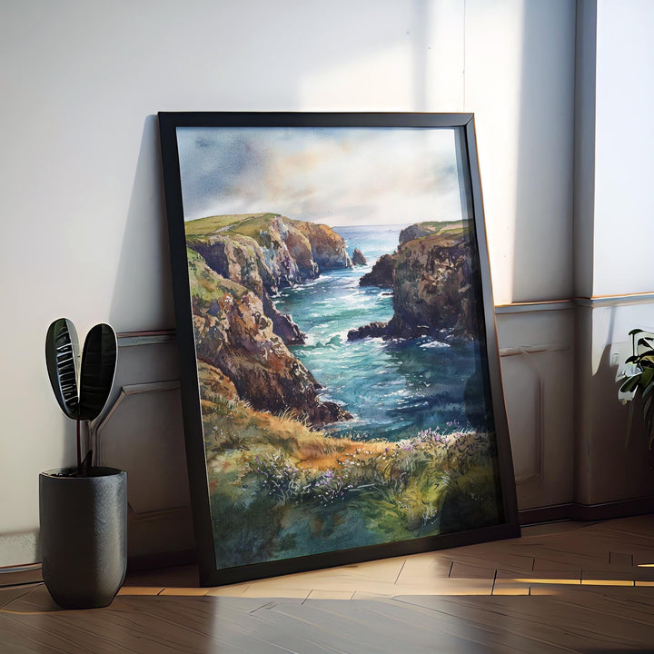 Pembrokeshire Watercolor Poster Pembrokeshire Travel Print Pembrokeshire Wall Art Coastal Painting Wales Souvenir Decor