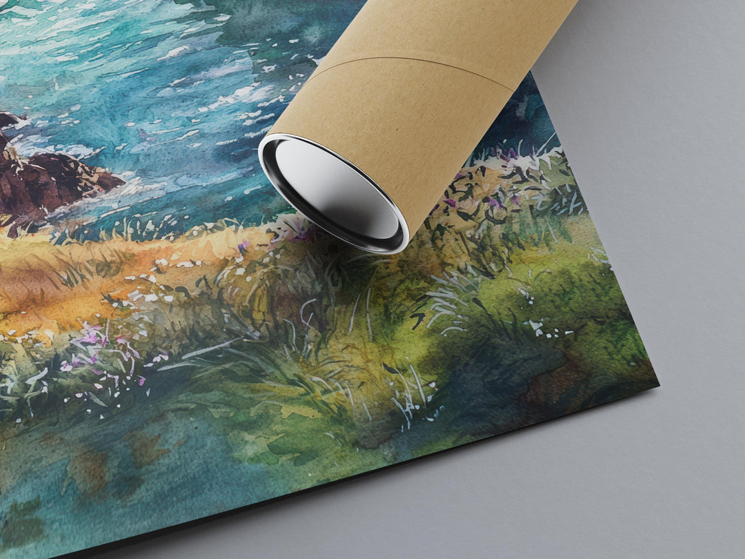 Pembrokeshire Watercolor Poster Pembrokeshire Travel Print Pembrokeshire Wall Art Coastal Painting Wales Souvenir Decor
