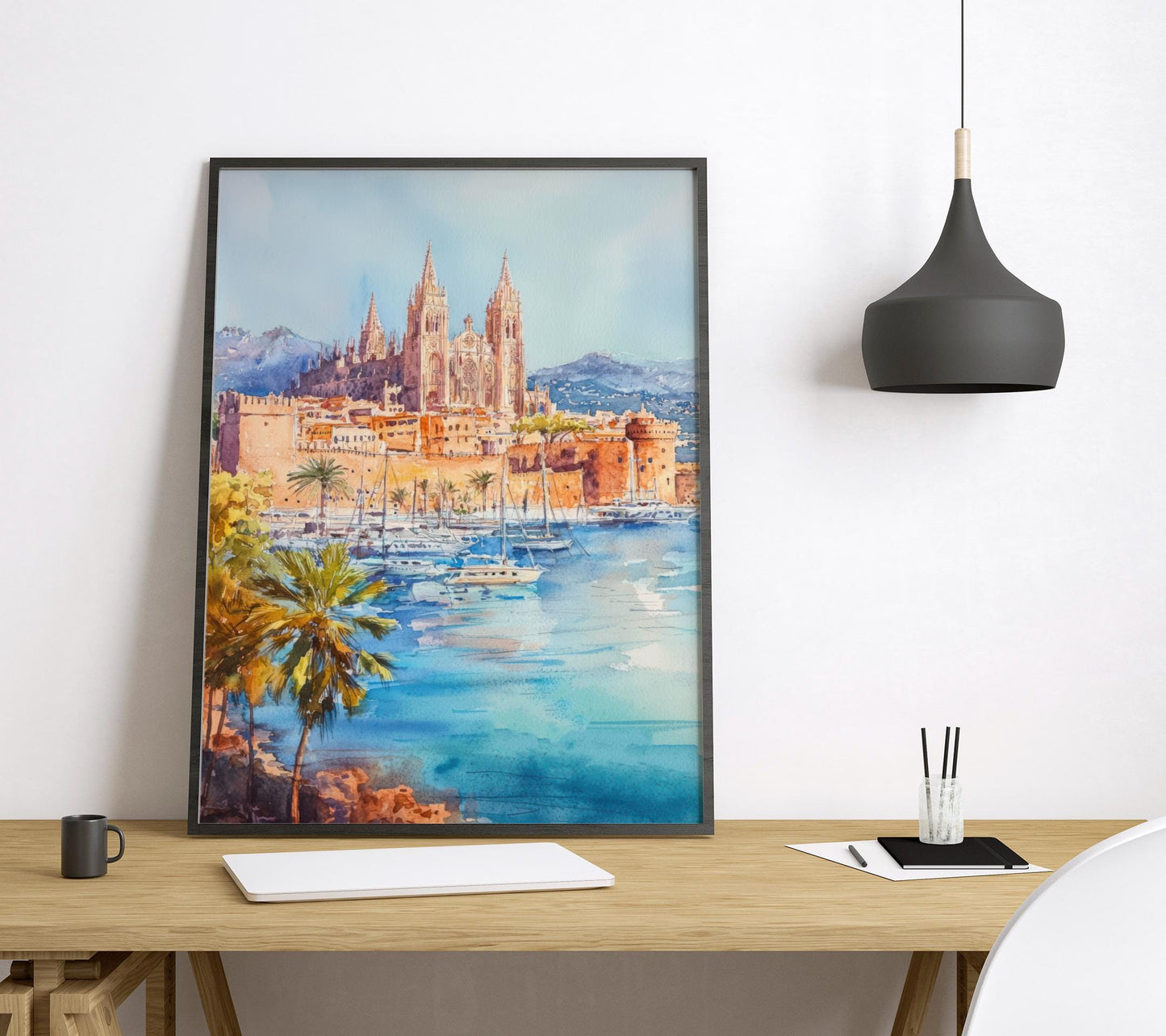Palma de Mallorca Watercolor Poster Palma Travel Print Palma Wall Art Palma City Painting Mallorca Souvenir Spain Decor