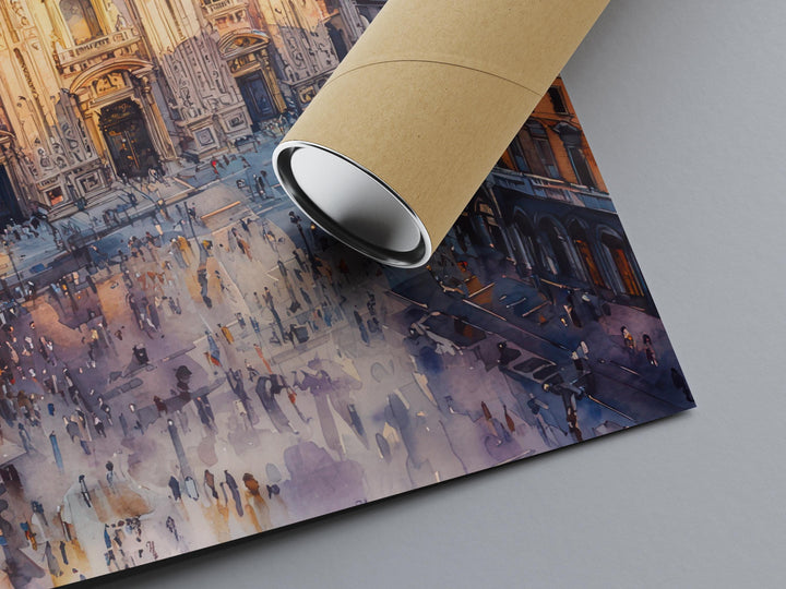 Milan Watercolor Poster Milan Travel Print Milan Wall Art Milan Cityscape Painting Milan Souvenir Italy Decor