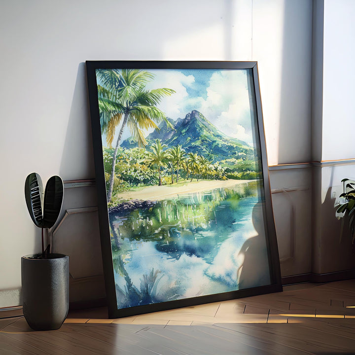 Mauritius Watercolor Poster Mauritius Travel Print Mauritius Wall Art Mauritius Landscape Painting Island Souvenir Decor