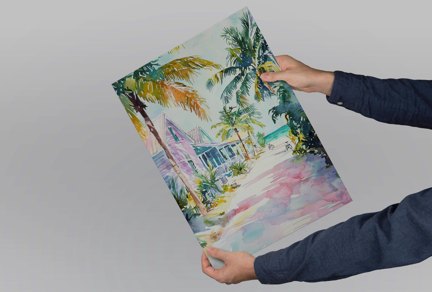 Key West Watercolor Poster Key West Travel Print Key West Wall Art Key West Painting Florida Souvenir Coastal Decor