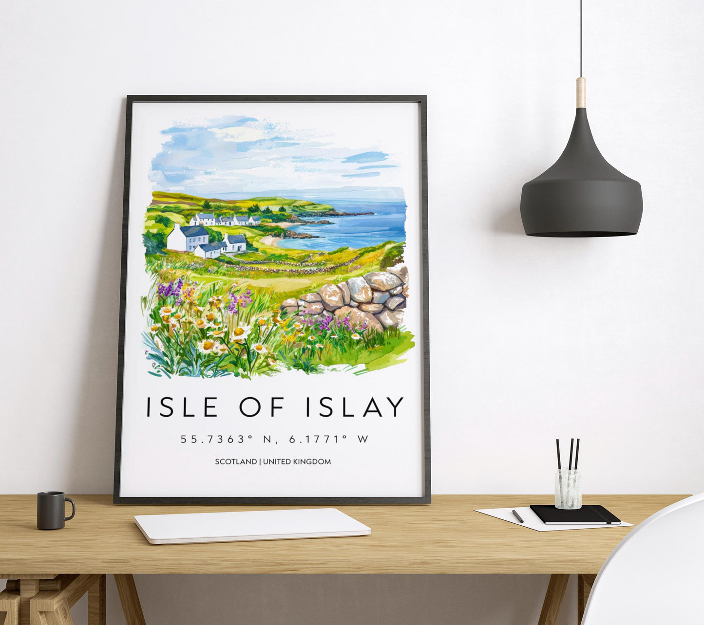 Isle of Islay Watercolor Poster Islay Travel Print Islay Wall Art Scotland Landscape Painting Islay Souvenir Whisky Decor