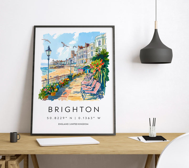 Brighton Watercolor Poster Brighton Travel Print Brighton Wall Art Brighton Seaside Painting Brighton Souvenir UK Decor