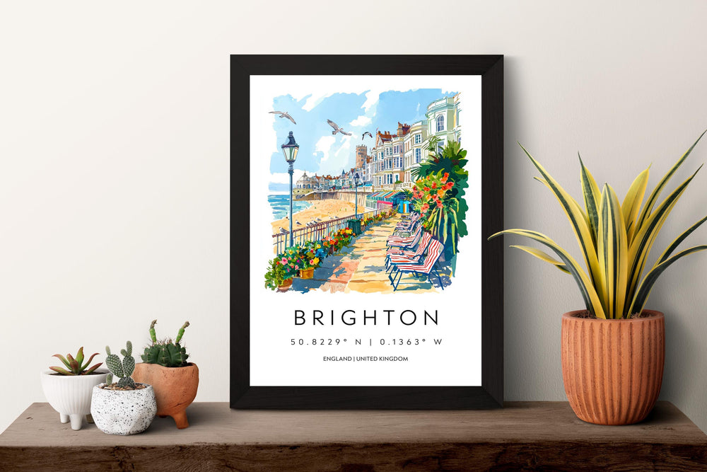 Brighton Watercolor Poster Brighton Travel Print Brighton Wall Art Brighton Seaside Painting Brighton Souvenir UK Decor