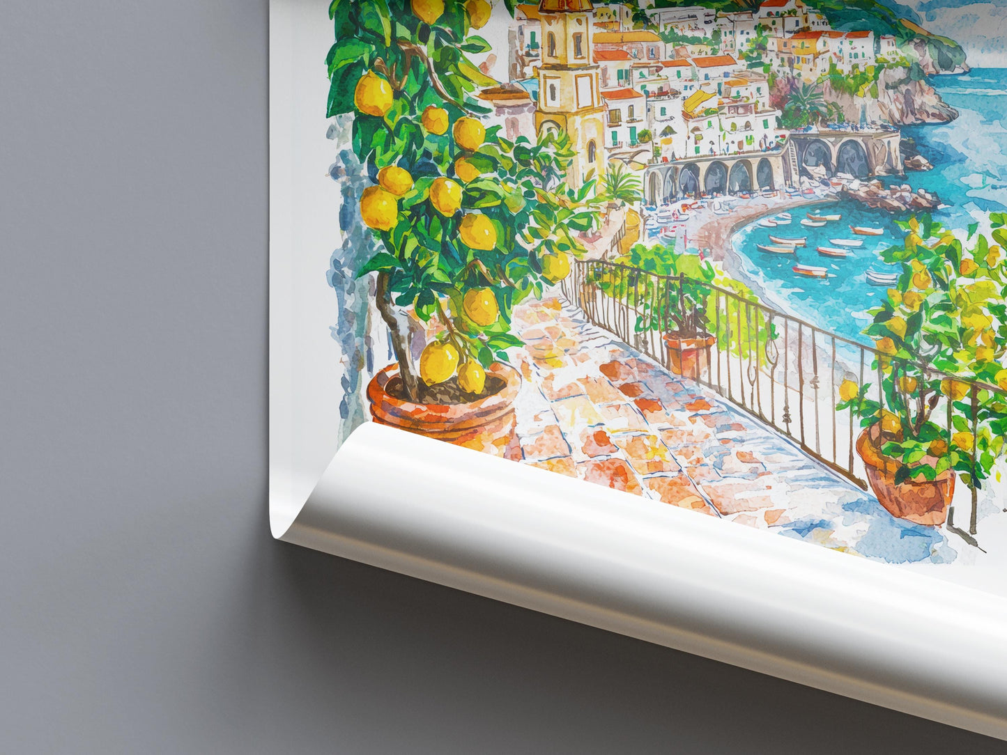 Amalfi Watercolor Poster Amalfi Travel Print Amalfi Wall Art Amalfi Coast Painting Amalfi Souvenir Italian Decor