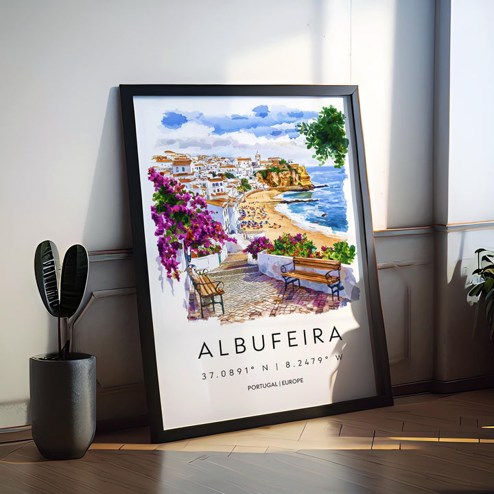 Albufeira Watercolor Poster Albufeira Travel Print Albufeira Wall Art Algarve Painting Albufeira Souvenir Portugal Decor