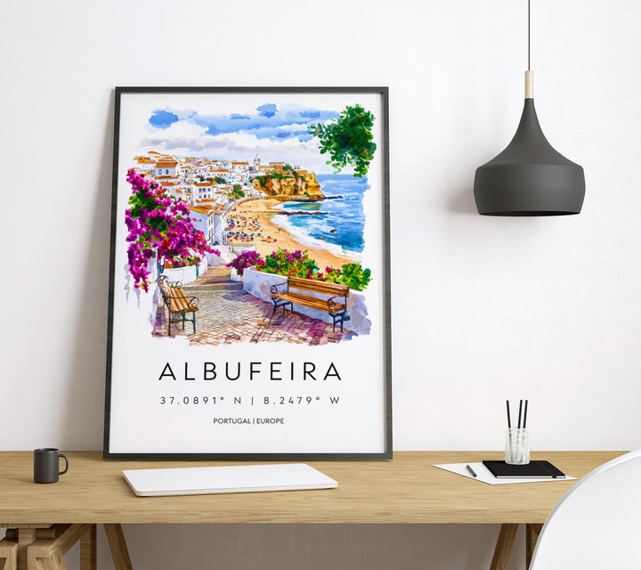 Albufeira Watercolor Poster Albufeira Travel Print Albufeira Wall Art Algarve Painting Albufeira Souvenir Portugal Decor