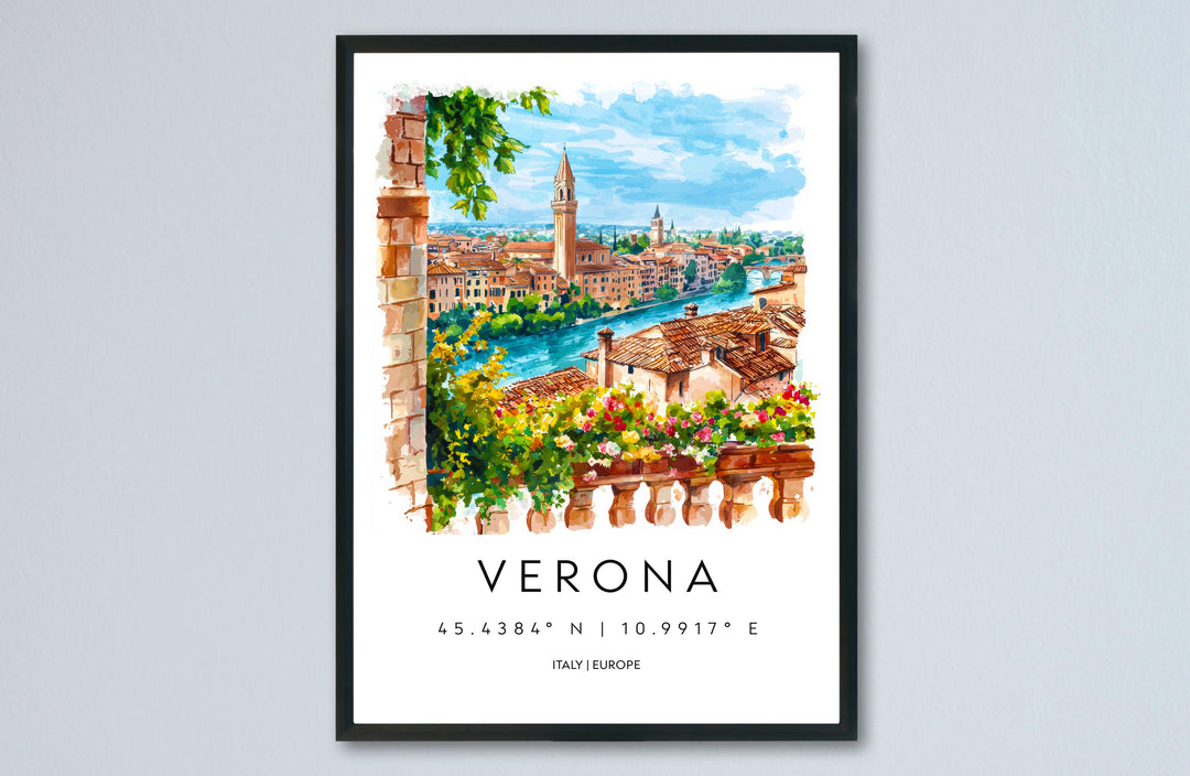 Verona Watercolor Poster Verona Travel Print Verona Wall Art Verona Cityscape Painting Verona Souvenir Italy Decor