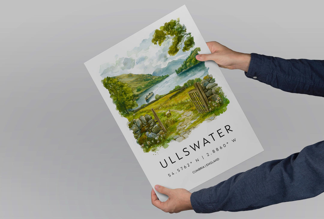 Ullswater Watercolor Poster Ullswater Travel Print Ullswater Wall Art Lake District Painting Ullswater Souvenir UK Decor