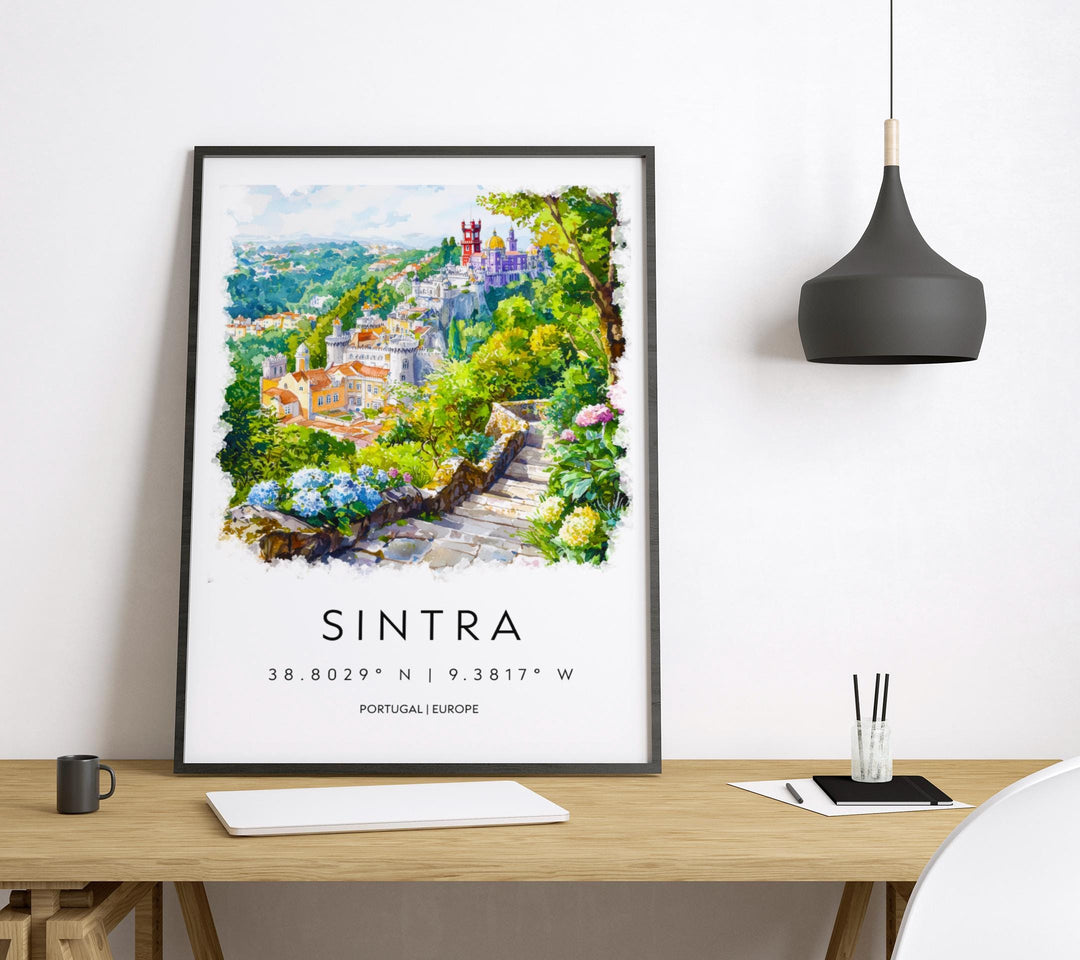 Sintra Watercolor Poster Sintra Travel Print Sintra Wall Art Sintra Castle Painting Portugal Souvenir Landscape Decor