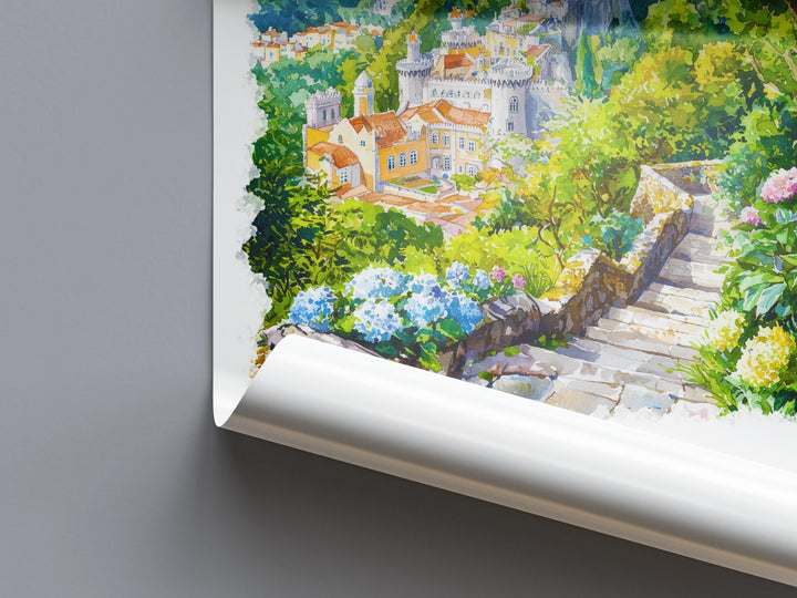 Sintra Watercolor Poster Sintra Travel Print Sintra Wall Art Sintra Castle Painting Portugal Souvenir Landscape Decor