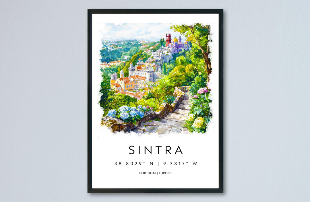 Sintra Watercolor Poster Sintra Travel Print Sintra Wall Art Sintra Castle Painting Portugal Souvenir Landscape Decor