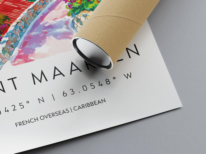 Saint Maarten Watercolor Poster Saint Maarten Travel Print Island Wall Art Caribbean Painting Saint Maarten Souvenir Decor