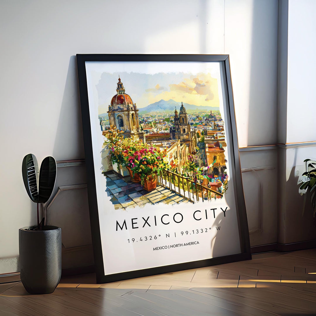 Mexico City Watercolor Poster Mexico City Travel Print City Wall Art CDMX Painting Mexico Souvenir Urban Decor