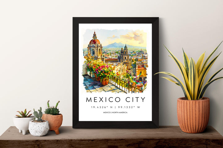 Mexico City Watercolor Poster Mexico City Travel Print City Wall Art CDMX Painting Mexico Souvenir Urban Decor
