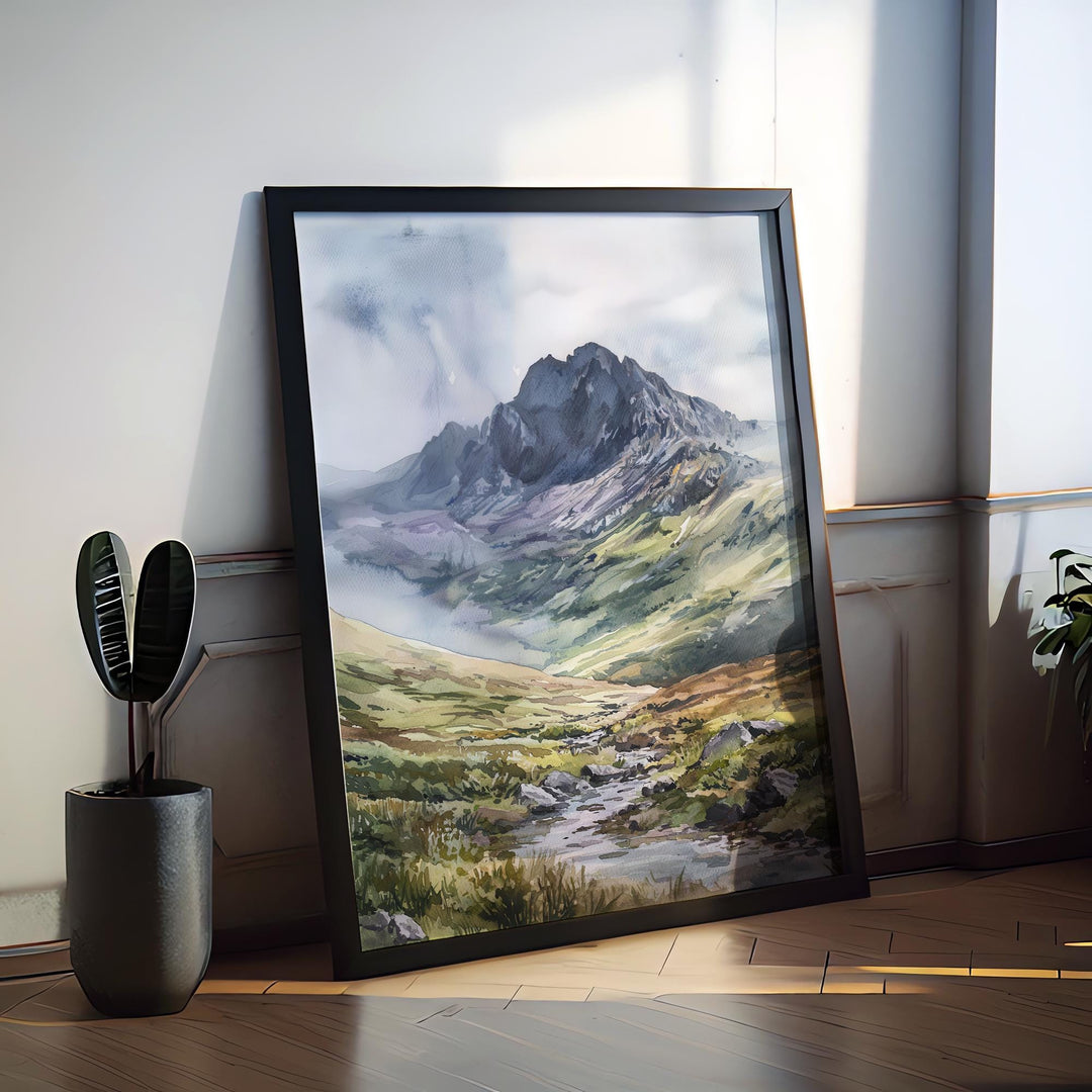 Snowdonia Watercolor Poster Snowdonia Travel Print Mountain Wall Art Snowdonia Painting Wales Landscape Souvenir Decor