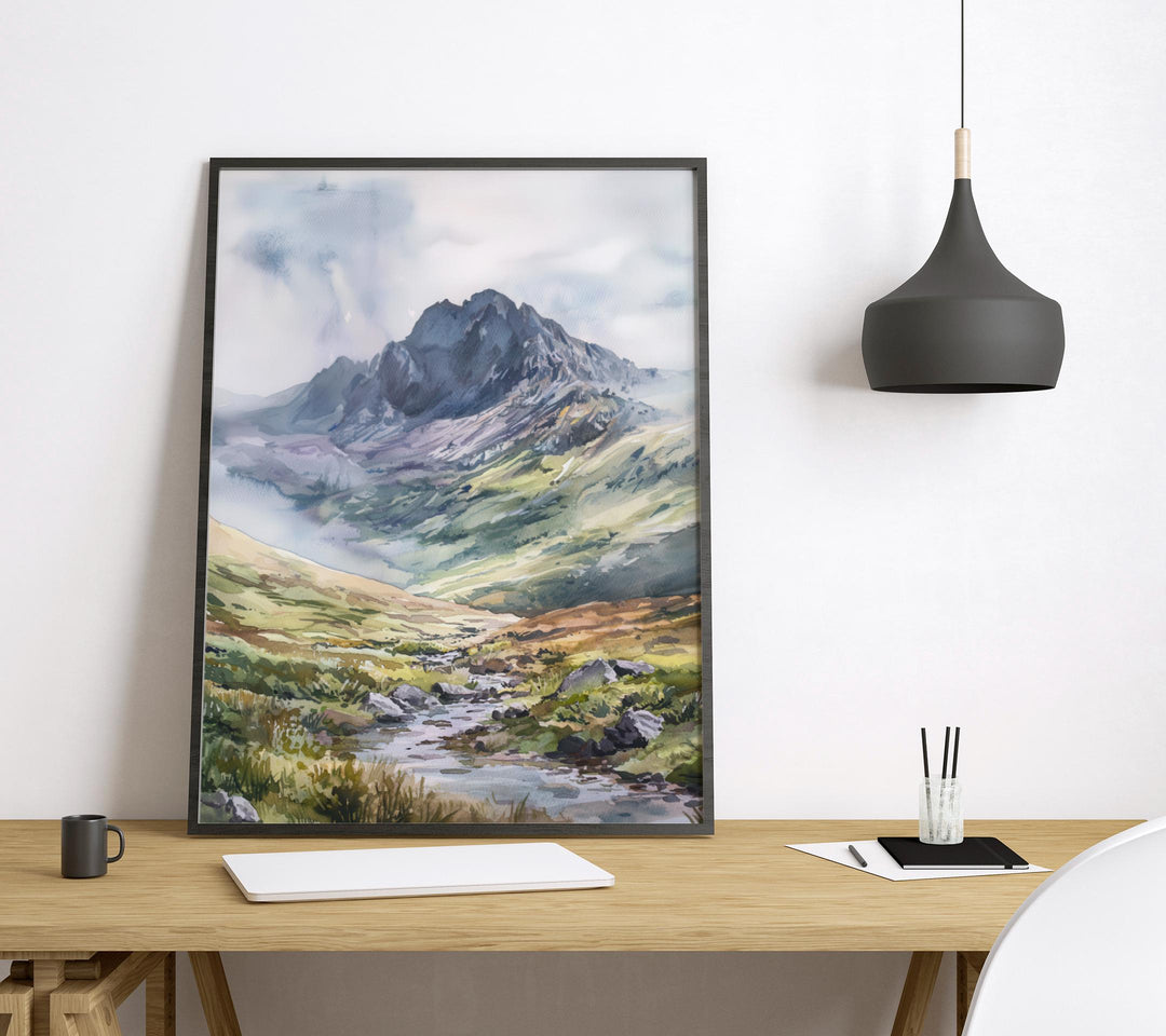 Snowdonia Watercolor Poster Snowdonia Travel Print Mountain Wall Art Snowdonia Painting Wales Landscape Souvenir Decor