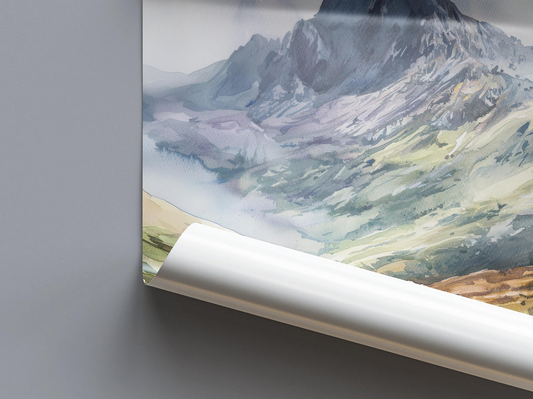 Snowdonia Watercolor Poster Snowdonia Travel Print Mountain Wall Art Snowdonia Painting Wales Landscape Souvenir Decor