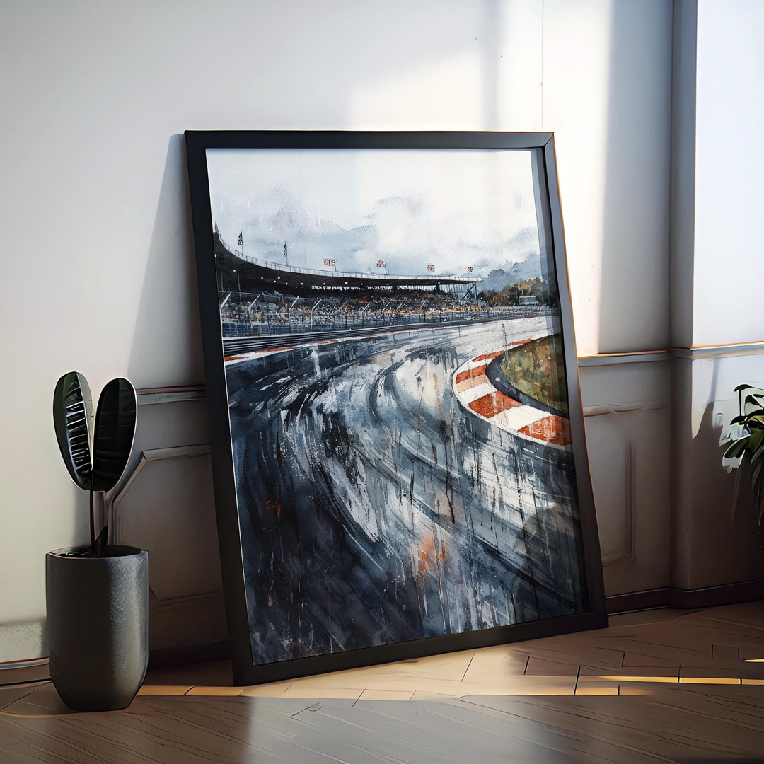 Silverstone Watercolor Poster Silverstone Travel Print Racing Circuit Wall Art Motorsport Painting UK Track Decor