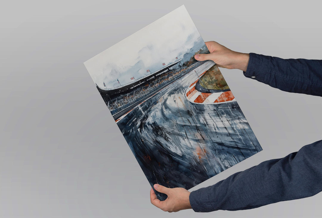 Silverstone Watercolor Poster Silverstone Travel Print Racing Circuit Wall Art Motorsport Painting UK Track Decor