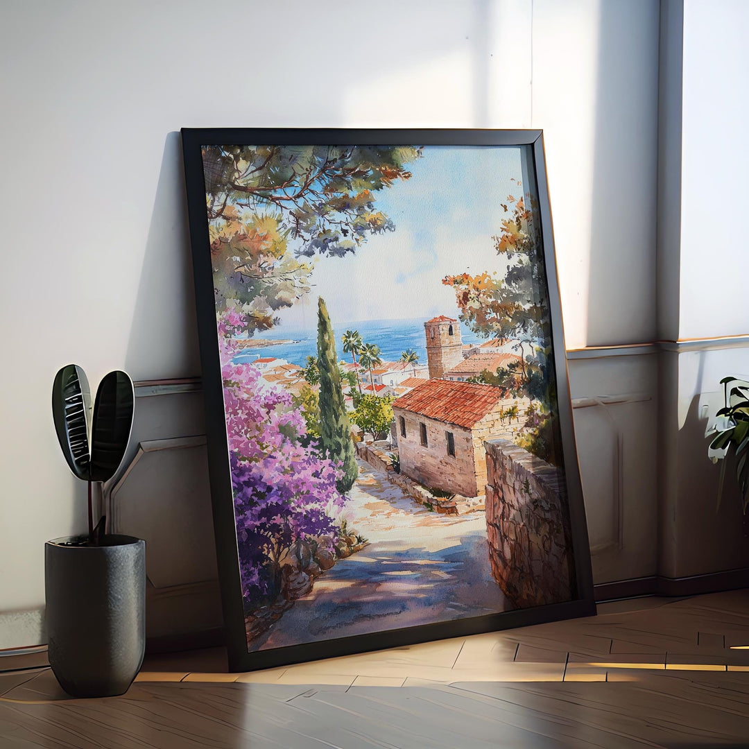 Rhodes Watercolor Poster Rhodes Travel Print Rhodes Wall Art Greek Island Painting Rhodes Souvenir Aegean Decor