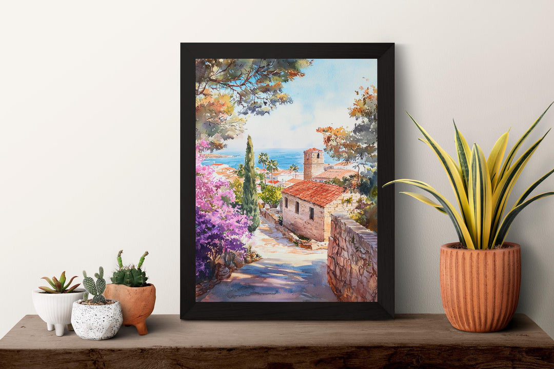 Rhodes Watercolor Poster Rhodes Travel Print Rhodes Wall Art Greek Island Painting Rhodes Souvenir Aegean Decor