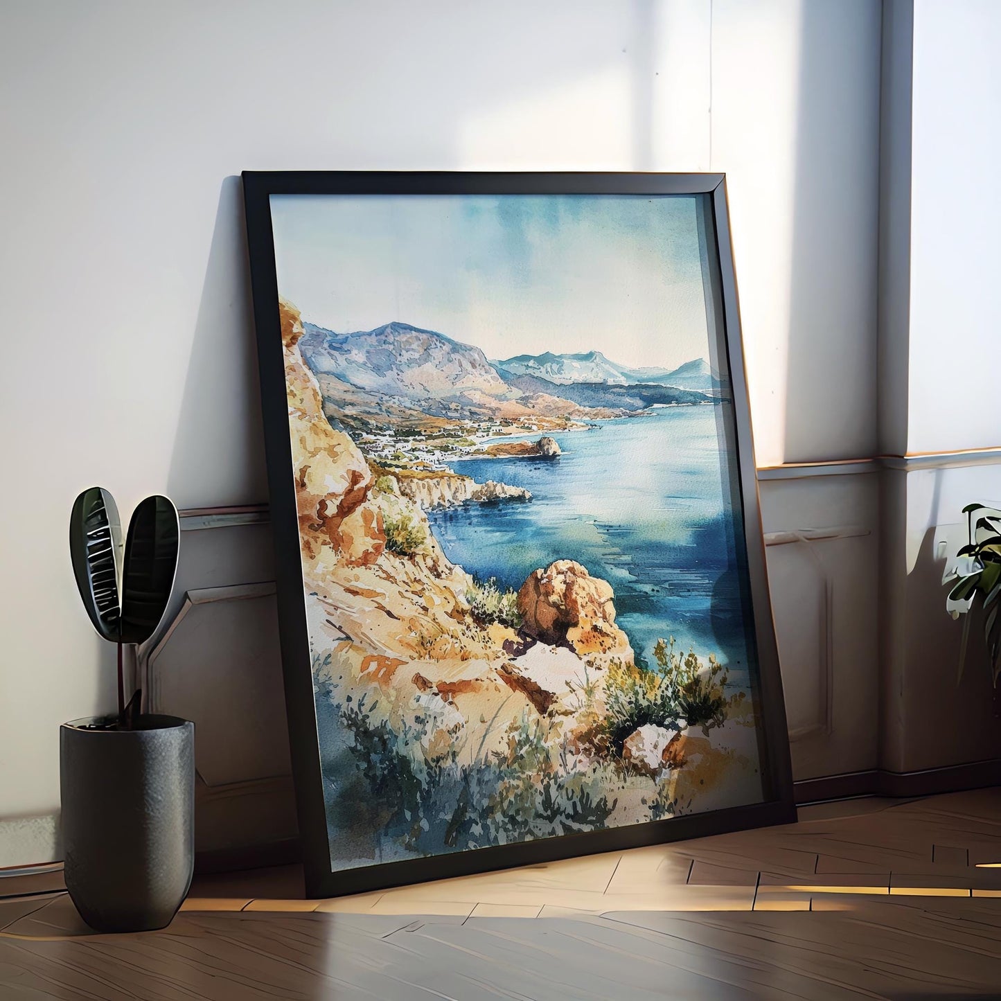 Crete Watercolor Poster Crete Travel Print Crete Wall Art Greece Island Painting Crete Souvenir Mediterranean Decor