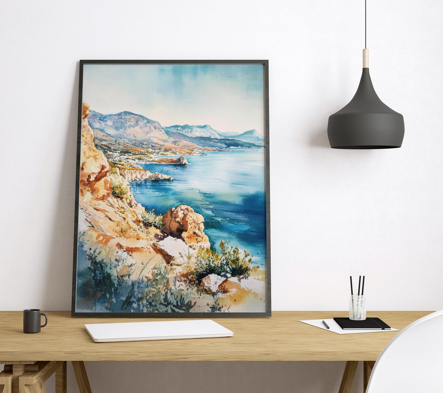 Crete Watercolor Poster Crete Travel Print Crete Wall Art Greece Island Painting Crete Souvenir Mediterranean Decor