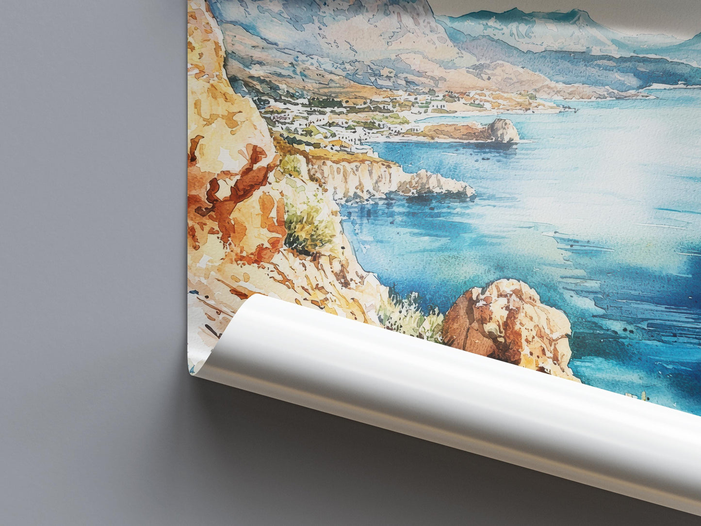 Crete Watercolor Poster Crete Travel Print Crete Wall Art Greece Island Painting Crete Souvenir Mediterranean Decor