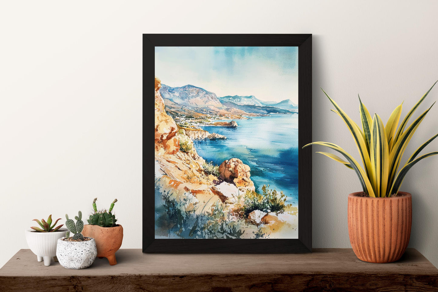 Crete Watercolor Poster Crete Travel Print Crete Wall Art Greece Island Painting Crete Souvenir Mediterranean Decor