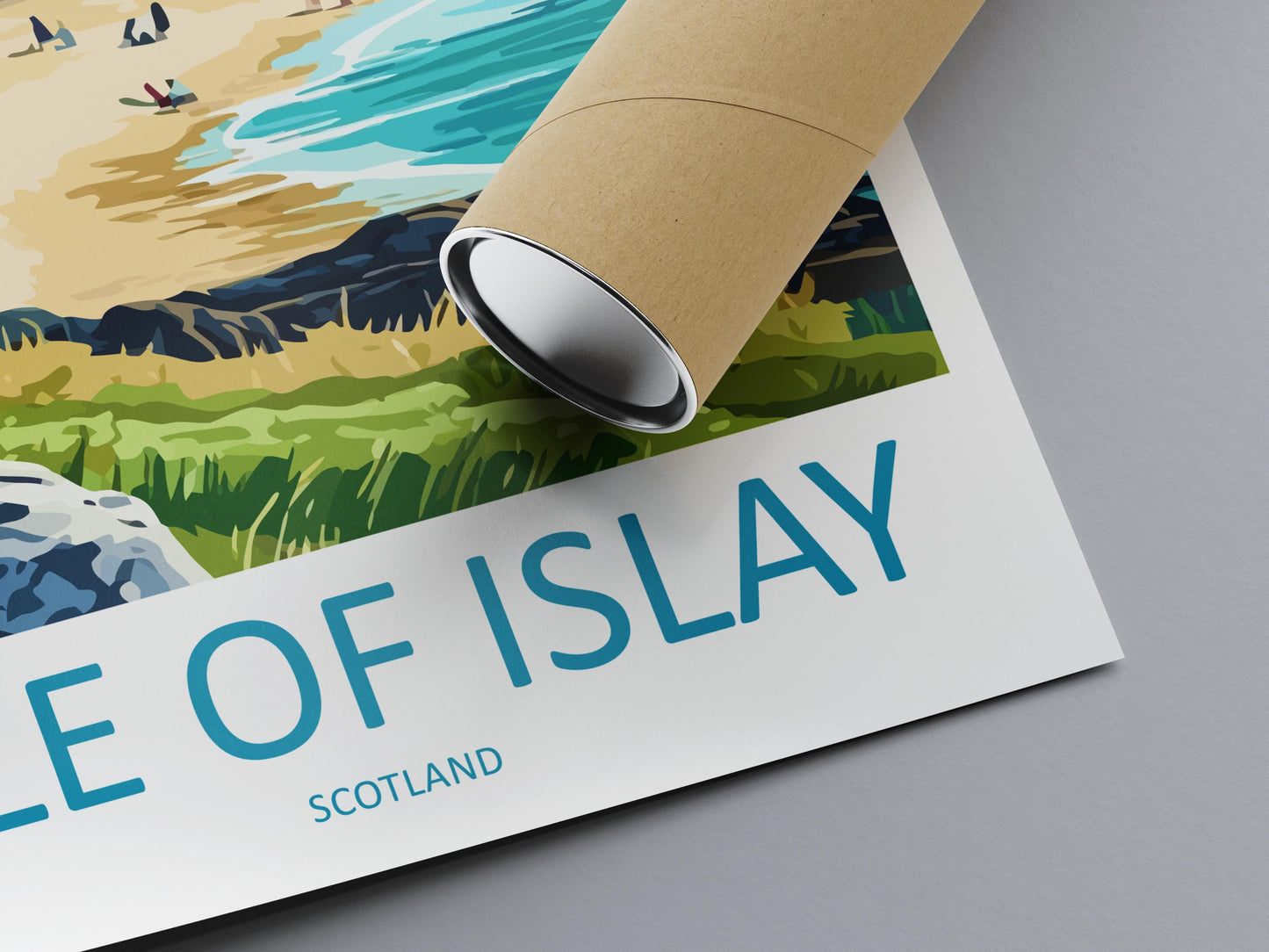 Isle of Islay Cartoon Travel Poster Scotland Wall Art Coastal Landscape Print Hebrides Island Decor Islay Nature Scene Souvenir Gift
