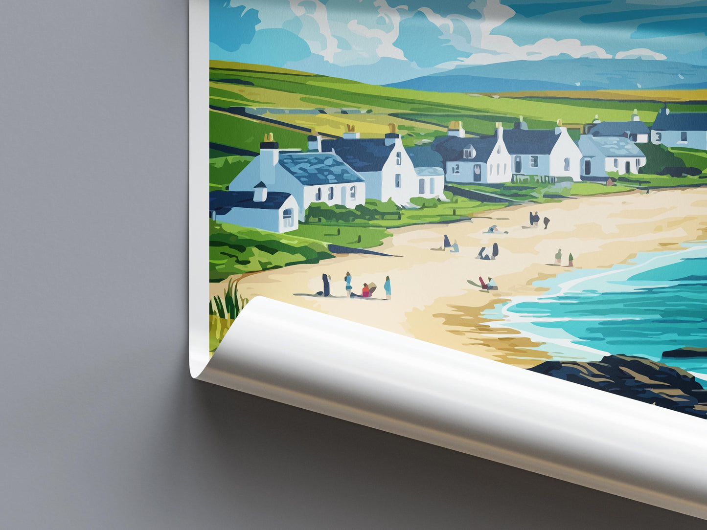 Isle of Islay Cartoon Travel Poster Scotland Wall Art Coastal Landscape Print Hebrides Island Decor Islay Nature Scene Souvenir Gift