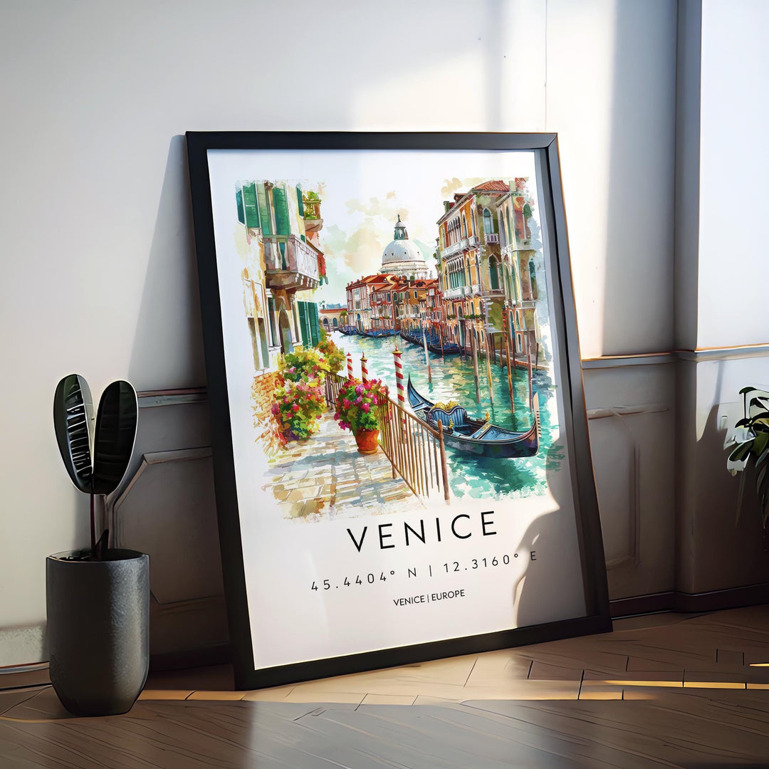 Venice Watercolor Poster Venice Travel Print Venice Wall Art Venice Cityscape Painting Venice Souvenir Italy Home Decor