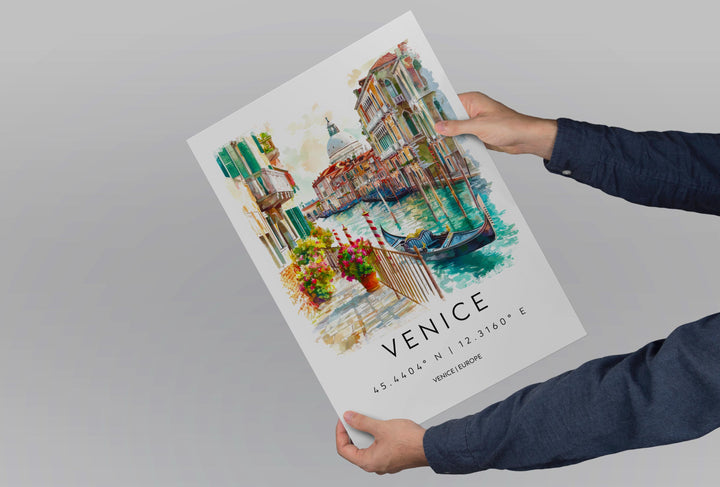 Venice Watercolor Poster Venice Travel Print Venice Wall Art Venice Cityscape Painting Venice Souvenir Italy Home Decor