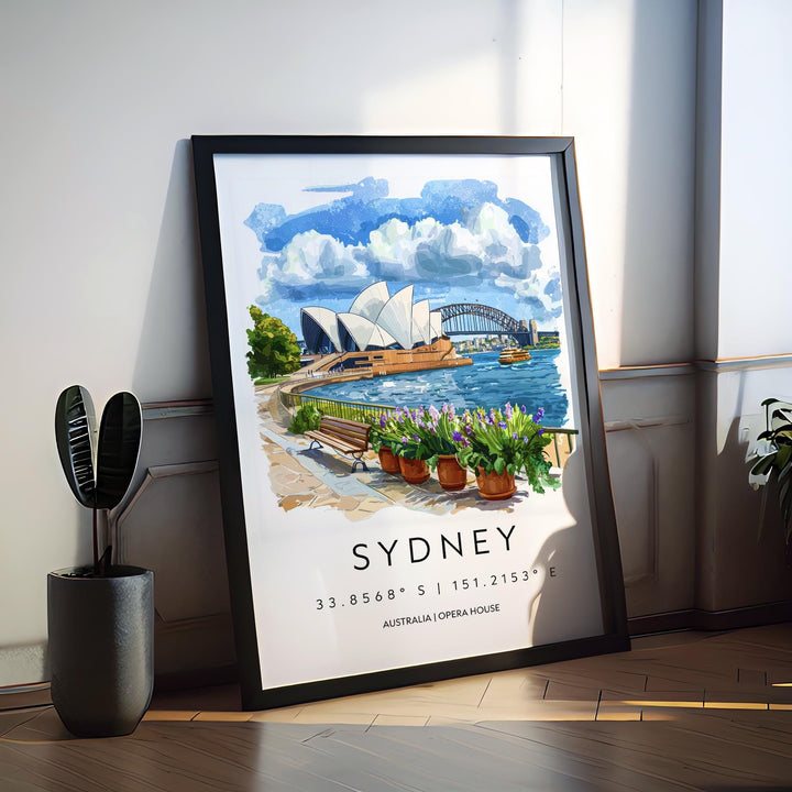 Sydney Watercolor Poster Sydney Travel Print Sydney Wall Art Sydney Cityscape Painting Sydney Souvenir Australia Decor