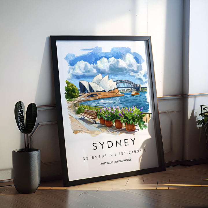 Sydney Watercolor Poster Sydney Travel Print Sydney Wall Art Sydney Cityscape Painting Sydney Souvenir Australia Decor