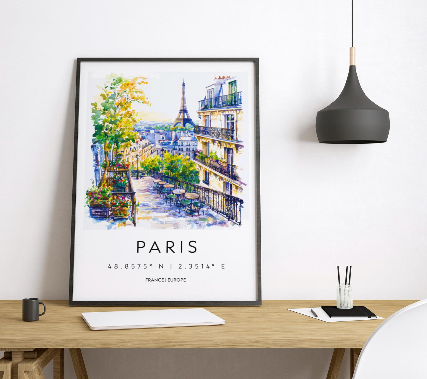 Paris Watercolor Poster Paris Travel Print Paris Wall Art Paris Cityscape Painting Paris Souvenir France Home Decor