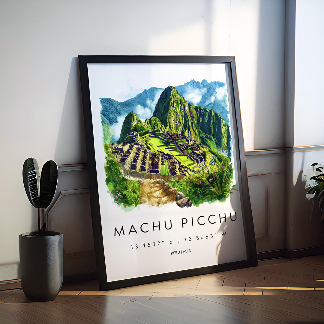 Machu Picchu Watercolor Poster Machu Picchu Travel Print Machu Picchu Wall Art Machu Picchu Painting Peru Souvenir Decor