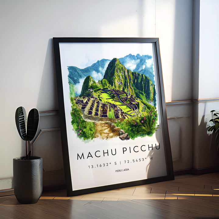 Machu Picchu Watercolor Poster Machu Picchu Travel Print Machu Picchu Wall Art Machu Picchu Painting Peru Souvenir Decor